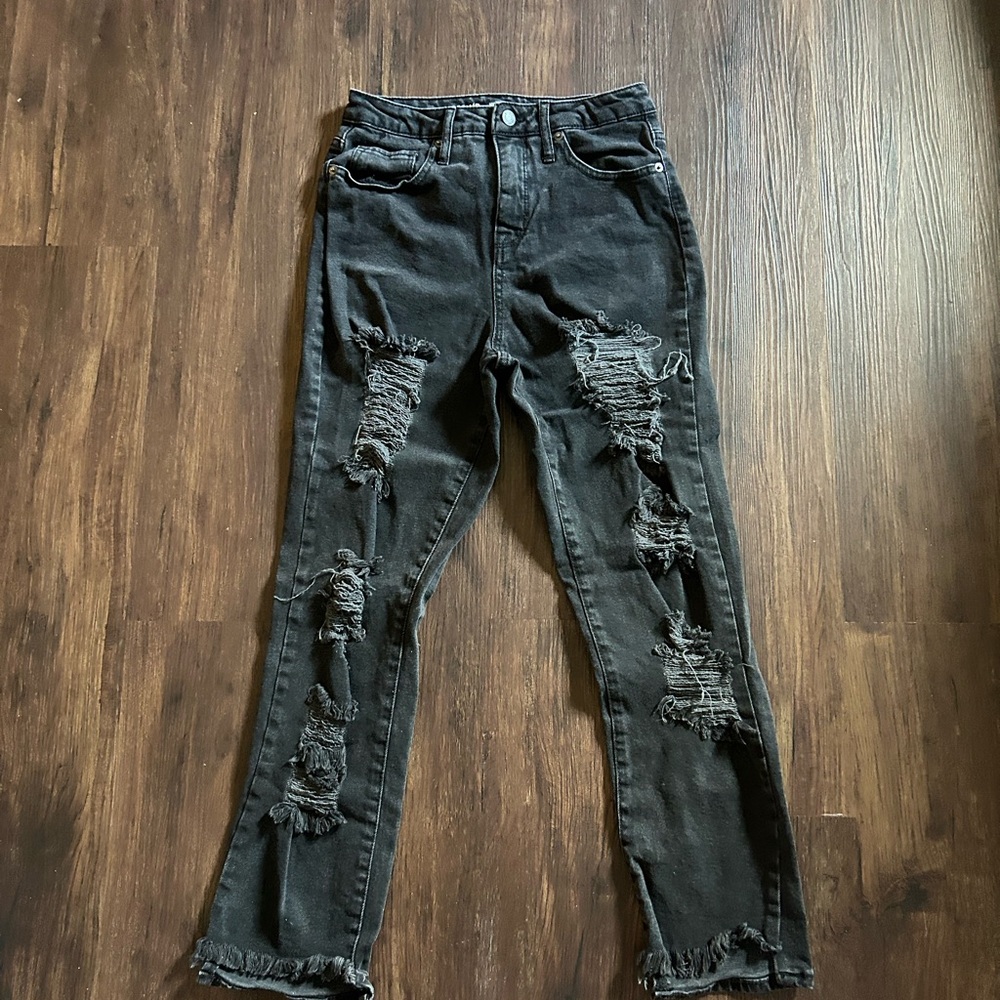 Mossimo Supply Co. Black Distressed Skinny Jeans